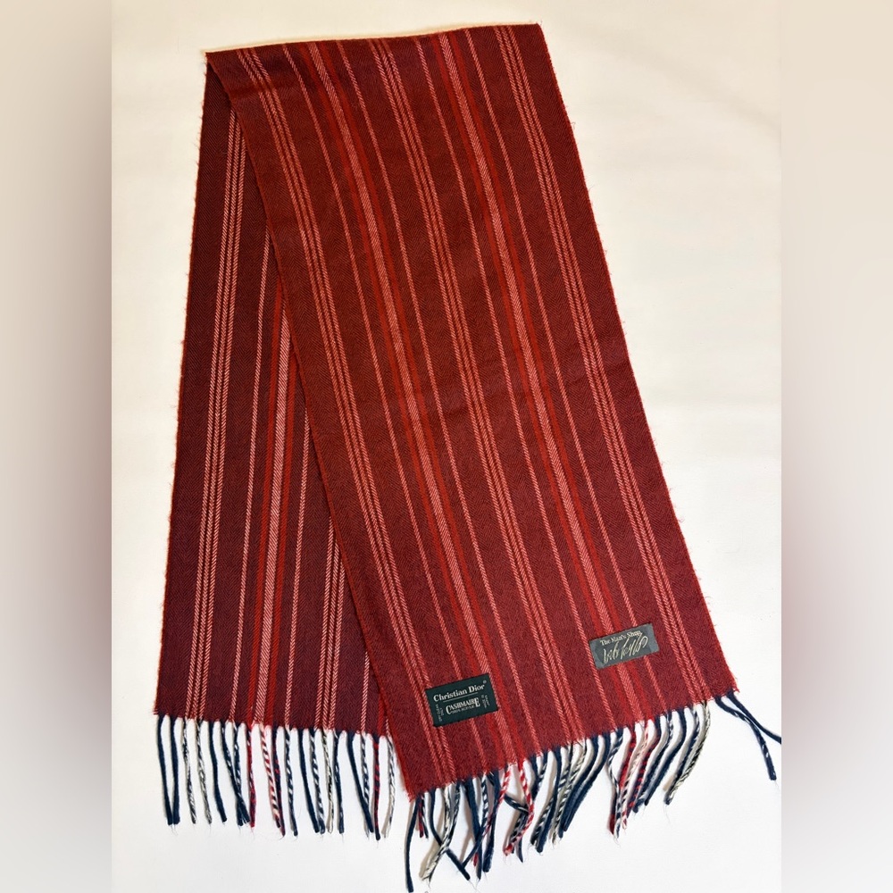 Christian Dior Monsieur Men’s Cashmaire Scarf Red Burgundy New Lord & Taylor